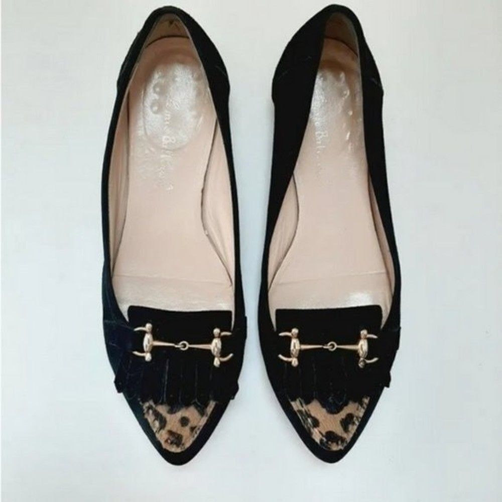 LE MIE BALLERINE \ Pointy Toe Loafer Women's Black Suede Leather EUR 36.5 US 6